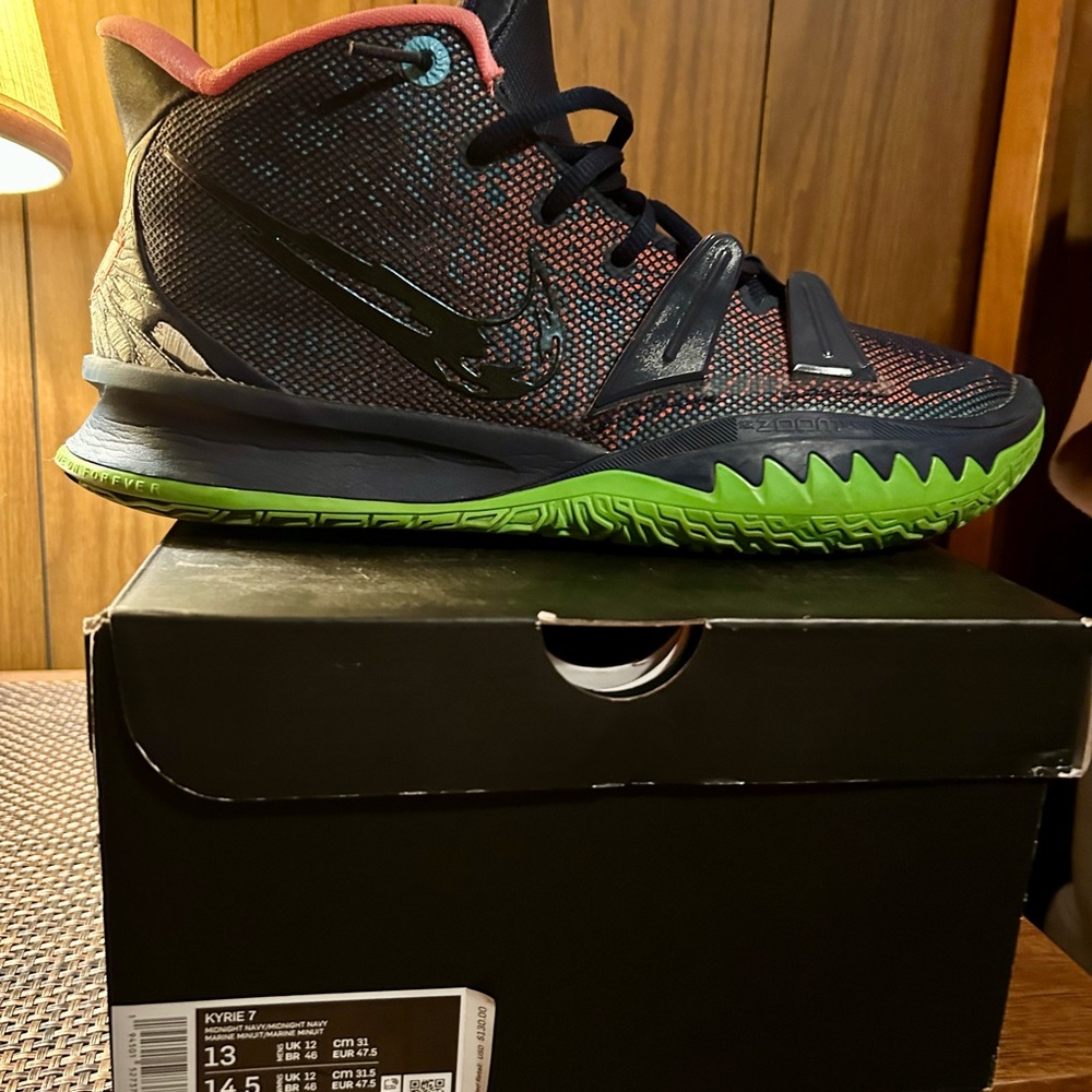 Nike Kyrie 7 Black and Red with Green Sole